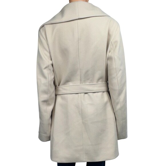Tahari Coat Womens XXL Cream Wrap Faux Wool Water-Resistant Pockets Tie Belt 2XL - Picture 4 of 12